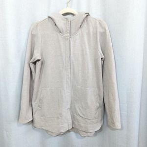 Pure J Jill Luxe Tencel Hoodie Womens XS Snap Front Cream‎